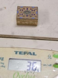 Ancienne Boite Coffret Vermeil Or Sur Argent Massif Émaille Enamel Russe 84