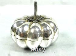 Ancienne Boite Pilule Coffret Citrouille Argent Massif Silver Box