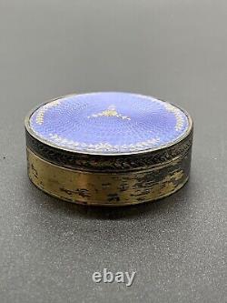 Ancienne Boite Ronde En Argent Massif Vermeil Poincon Minerve Émaillé Mo P Fort