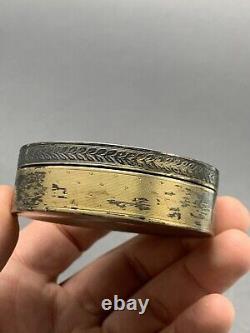 Ancienne Boite Ronde En Argent Massif Vermeil Poincon Minerve Émaillé Mo P Fort