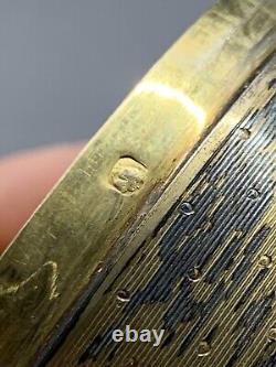 Ancienne Boite Ronde En Argent Massif Vermeil Poincon Minerve Émaillé Mo P Fort