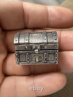 Ancienne Boite / Tabatiere Pilulier En Argent Massif Silver Snuf Box @ 925 @