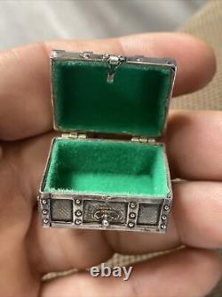 Ancienne Boite / Tabatiere Pilulier En Argent Massif Silver Snuf Box @ 925 @