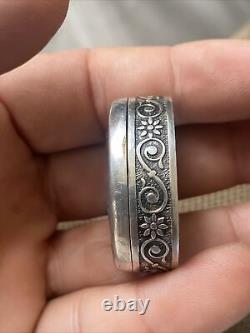 Ancienne Boite / Tabatiere Pilulier En Argent Massif Silver Snuf Box @ 925 @