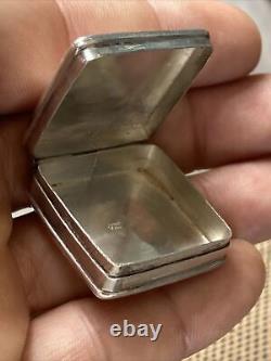 Ancienne Boite / Tabatiere Pilulier En Argent Massif Silver Snuf Box @ 925 @