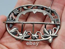 Ancienne Boucle De Ceinture En Argent Massif Decor Floral Art Nouveau