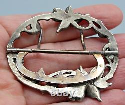 Ancienne Boucle De Ceinture En Argent Massif Decor Floral Art Nouveau