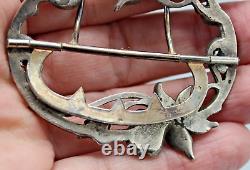 Ancienne Boucle De Ceinture En Argent Massif Decor Floral Art Nouveau