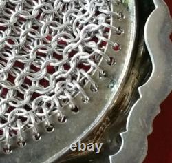Ancienne Bourse Aumônière Double en Argent massif et Vermeil-Silver Mesh Purse