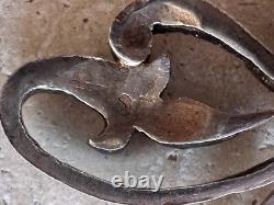 Ancienne Broche Argent Massif Et Vermeil Art Nouveau Perle Motif Trefle Vintage
