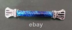 Ancienne Broche Barette Art Déco Argent Massif Lapis Lazuli Marccasites Onyx