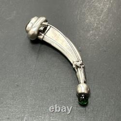 Ancienne Broche En Argent Massif Art Déco Nouveau créateur Corne Agate