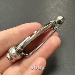 Ancienne Broche En Argent Massif Art Déco Nouveau créateur Corne Agate