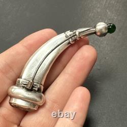 Ancienne Broche En Argent Massif Art Déco Nouveau créateur Corne Agate