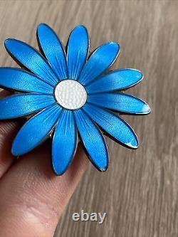 Ancienne Broche En Argent Massif créateur NORNE Fleurs Art Nouveau Emaux Émaillé