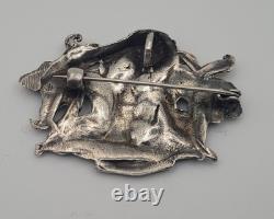 Ancienne Broche Pendentif Art Nouveau Argent Massif Nymphe Femme Fleur #F5
