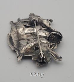Ancienne Broche Pendentif Art Nouveau Argent Massif Nymphe Femme Fleur #F5