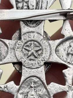 Ancienne Broche Pendentif bijoux Croix Argent Massif Silver Sterling Bijoux 47Gr