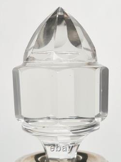 Ancienne Carafe Décanteur Cristal Taillé Côtes Plates Col Argent Massif XIXe