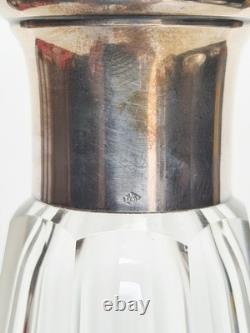 Ancienne Carafe Décanteur Cristal Taillé Côtes Plates Col Argent Massif XIXe