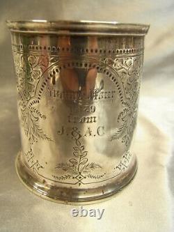 Ancienne Chope Verre Timbale Argent Massif Anglais Tw Silver England Glass 1879