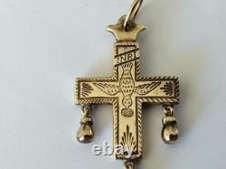 Ancienne Croix Régionale Du Beaufortain Avec Coeur Argent Massif Vermeil Savoie