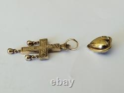 Ancienne Croix Régionale Du Beaufortain Avec Coeur Argent Massif Vermeil Savoie