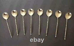 Ancienne Cuillères A Moka Ou Caviar En Argent Massif Russe Lots De 8