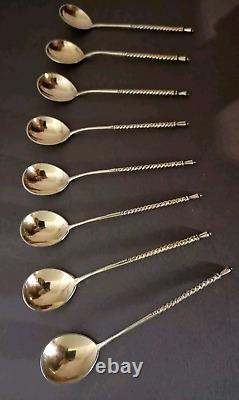 Ancienne Cuillères A Moka Ou Caviar En Argent Massif Russe Lots De 8