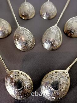 Ancienne Cuillères A Moka Ou Caviar En Argent Massif Russe Lots De 8