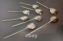 Ancienne Cuillères A Moka Ou Caviar En Argent Massif Russe Lots De 8