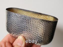 Ancienne Flasque de chasse/poche anglaise verre soufflé cuir argent massif XIXe