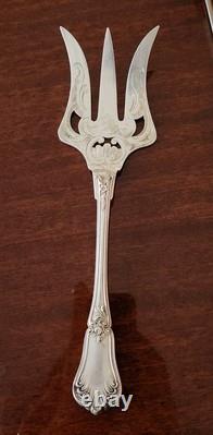 Ancienne Fourchette à Découper / à Poisson Argent Massif Tête de Mercure 122 g