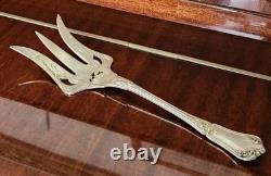 Ancienne Fourchette à Découper / à Poisson Argent Massif Tête de Mercure 122 g