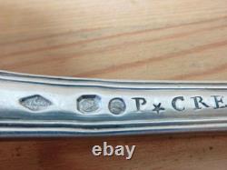 Ancienne Grande Cuillere A Ragout Argent Massif Poincon Au Coq