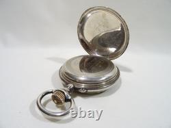 Ancienne Grande Montre A Gousset Mecanique Spiral Breguet Argent Massif