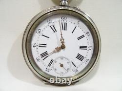 Ancienne Grande Montre A Gousset Mecanique Spiral Breguet Argent Massif
