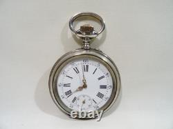 Ancienne Grande Montre A Gousset Mecanique Spiral Breguet Argent Massif