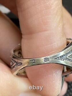 Ancienne Grosse Bague En Argent Massif et Ambre de la Baltique