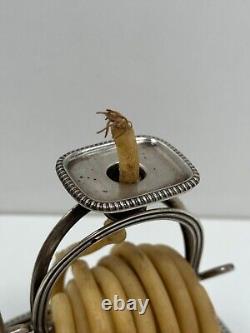 Ancienne Lampe Rat de Cave Anglais à Mèche de Cire en Argent Massif Sterling