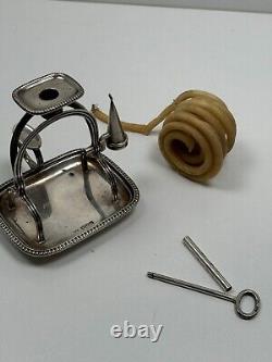 Ancienne Lampe Rat de Cave Anglais à Mèche de Cire en Argent Massif Sterling