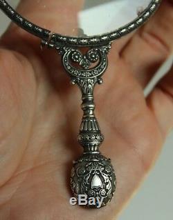 Ancienne Loupe En Argent Massif Decor Floral Et Armoirie