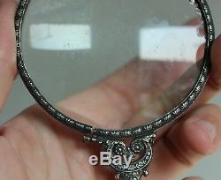 Ancienne Loupe En Argent Massif Decor Floral Et Armoirie