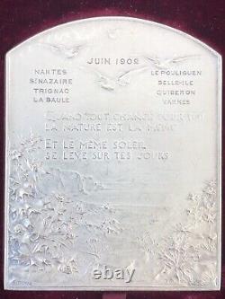 Ancienne MEDAILLE en ARGENT MASSIF signée DUPRÉ 1902 Art Nouveau boîte d'origine