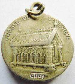 Ancienne Médaille Sainte en Argent Massif par Pénine Sainte Geneviève Patronn