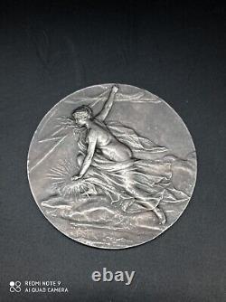 Ancienne Médaille syndicat industrie en argent massif signée ch. Pillet 115 Gr