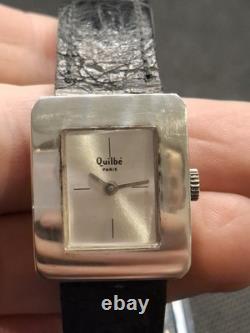 Ancienne Montre Tank En Argent Massif QUILBÉ Fonctionne Très Bien