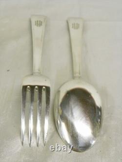 Ancienne Paire Couvert Art Deco Argent Massif Charancon Cuillere Fourchette