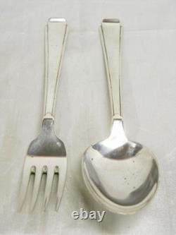 Ancienne Paire Couvert Art Deco Argent Massif Charancon Cuillere Fourchette