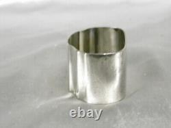 Ancienne Paire Rond De Serviette Argent Massif Minerve Monogramme Art Deco